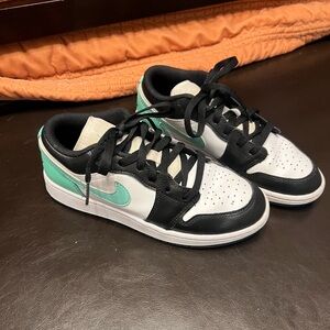 Nike Air Jordan Low 1 Kids Black and Teal Sneakers